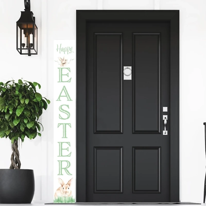 White Happy Easter Bunny Porch Board