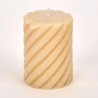 White Glitter Spiral Pillar Candle