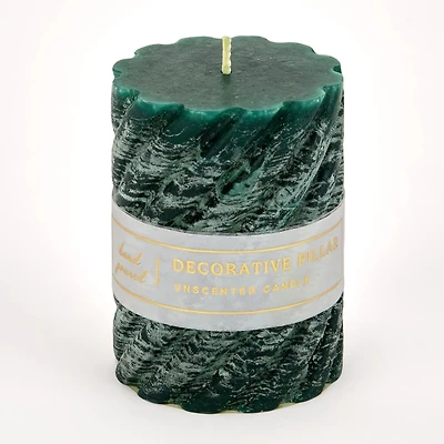 Green Spiral Pillar Candle
