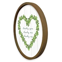 Lucky Us Round Framed Wall Plaque