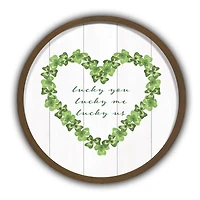 Lucky Us Round Framed Wall Plaque
