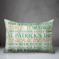St. Patrick's Day Words Indoor/Outdoor Pillow