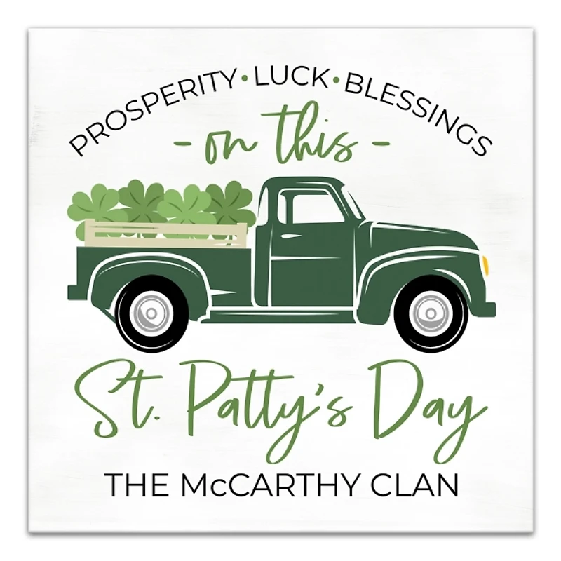 Personalized St. Patricks Day Truck Canvas Print