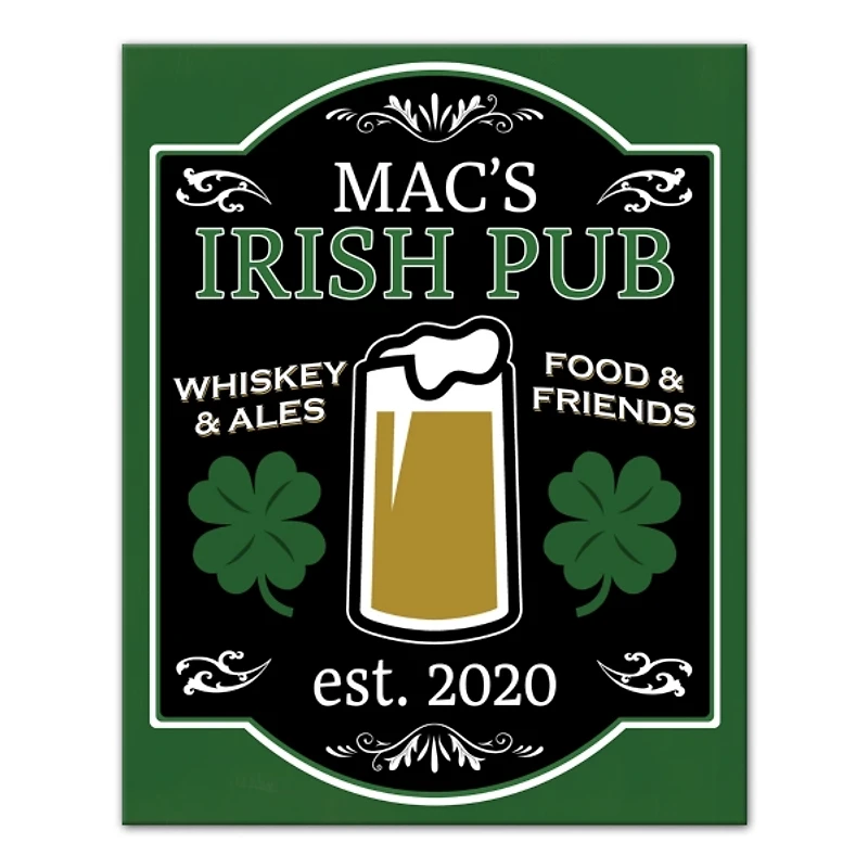 Personalized Irish Pub Established Canvas Print