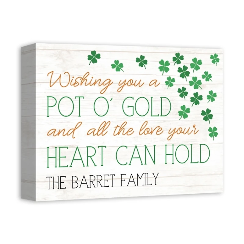 Personalized Pot o Gold and Love Canvas Art Print
