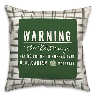 Personalized St. Patricks Day Warning Pillow