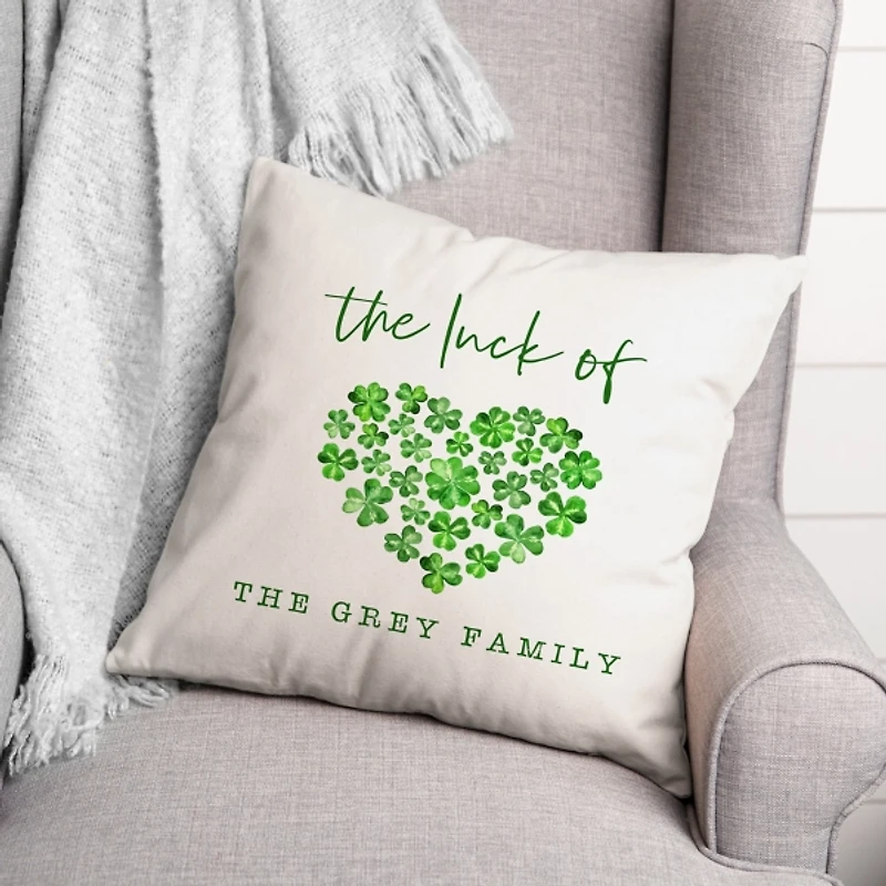 Personalized Luck Clover Heart Pillow