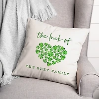 Personalized Luck Clover Heart Pillow