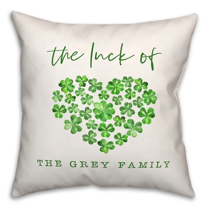 Personalized Luck Clover Heart Pillow