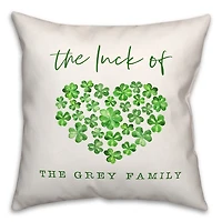 Personalized Luck Clover Heart Pillow