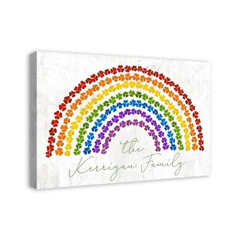 Personalized Rainbow Clovers Canvas Art Print