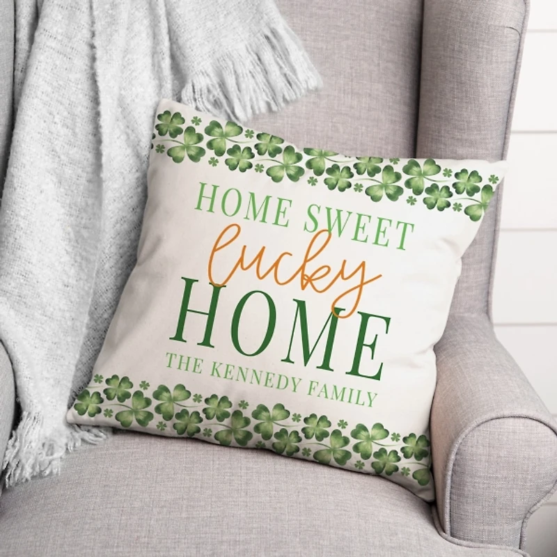 Home Sweet Lucky Home Personalized Pillow