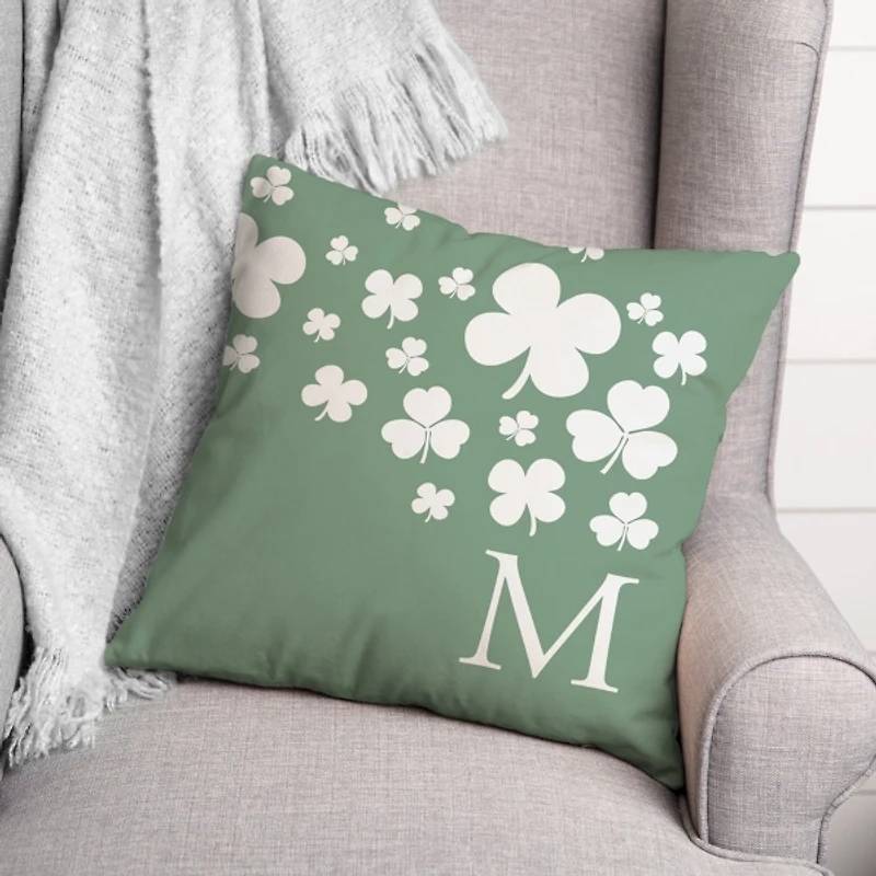 Personalized Monogram Falling Shamrocks Pillow