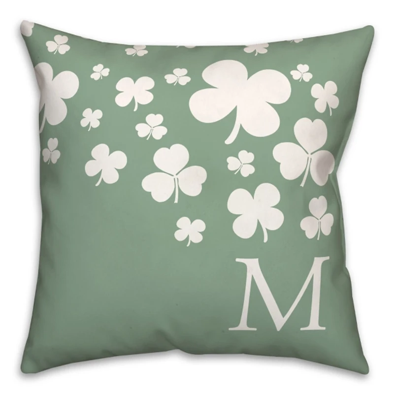 Personalized Monogram Falling Shamrocks Pillow
