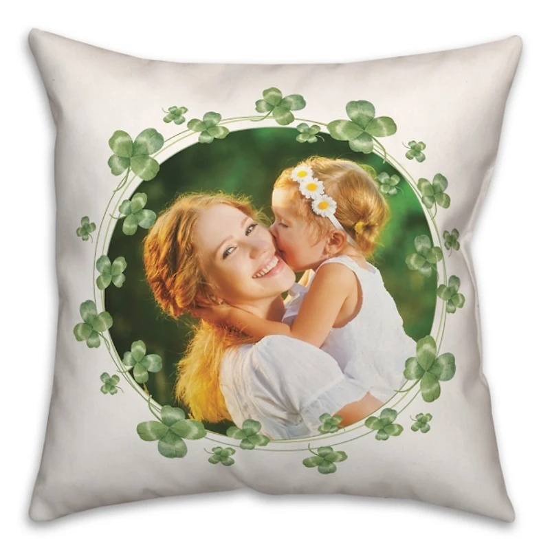 Personalized Photo Shamrock Wreath Pillow