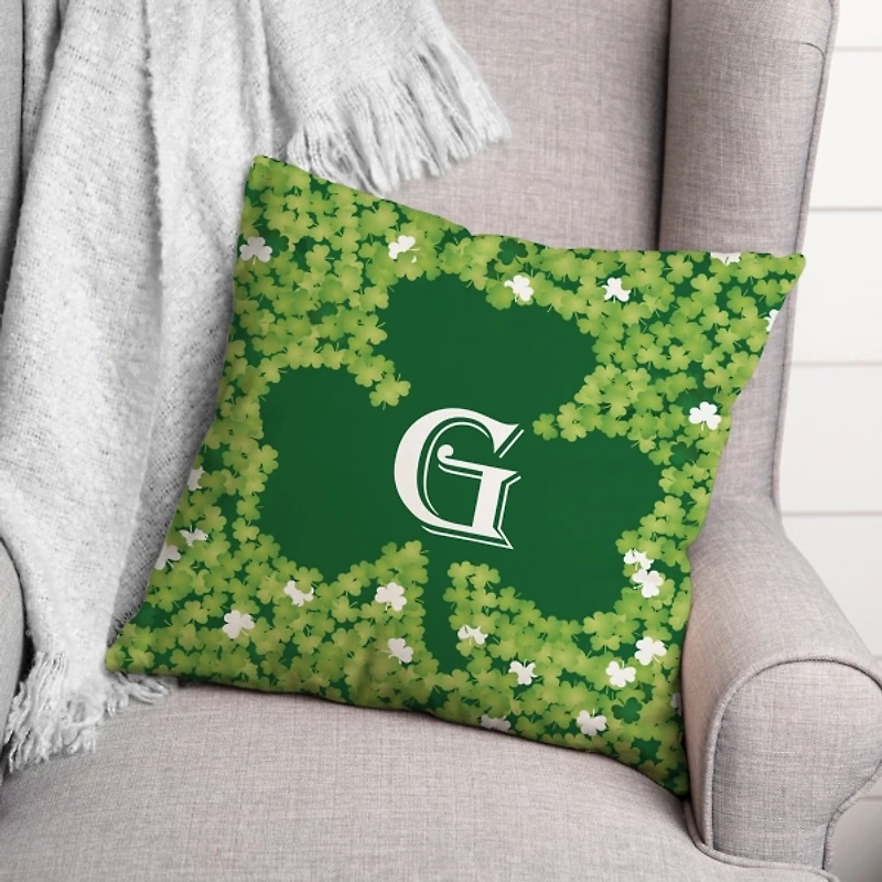 Personalized Monogram Shamrock Encompassed Pillow