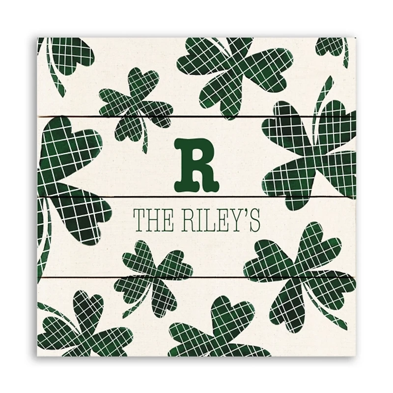 Plaid Shamrocks Personalized Wall Plaque