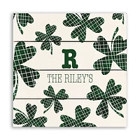 Plaid Shamrocks Personalized Wall Plaque