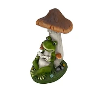 Solar Light Reading Frog Garden Statue