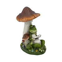 Solar Light Reading Frog Garden Statue
