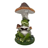 Solar Light Reading Frog Garden Statue