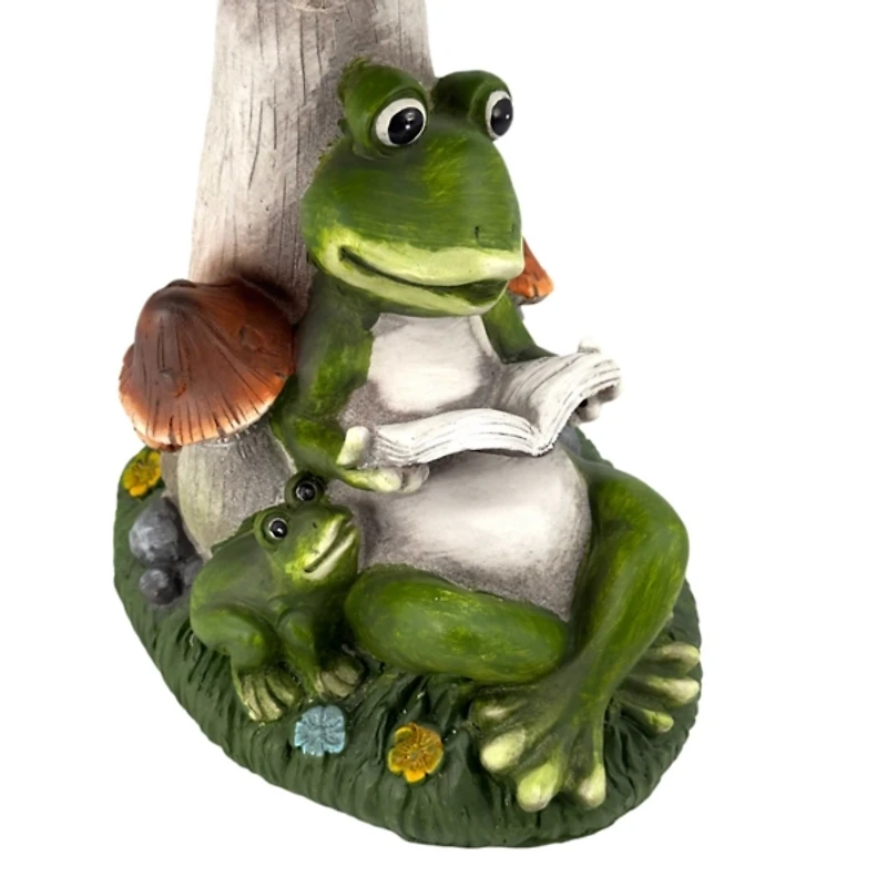 Solar Light Reading Frog Garden Statue