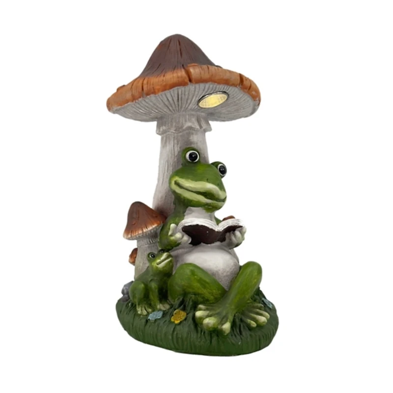 Solar Light Reading Frog Garden Statue