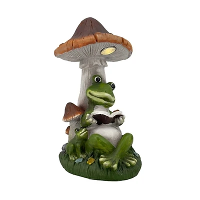 Solar Light Reading Frog Garden Statue