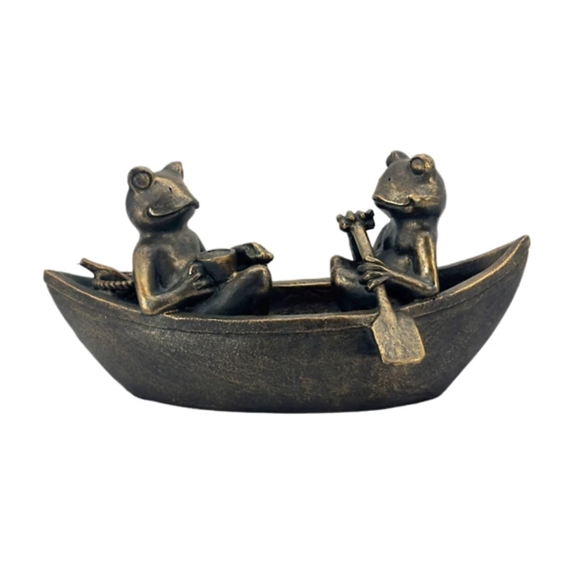 Bronze Rowing Frogs Garden Statue