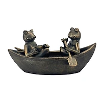 Bronze Rowing Frogs Garden Statue