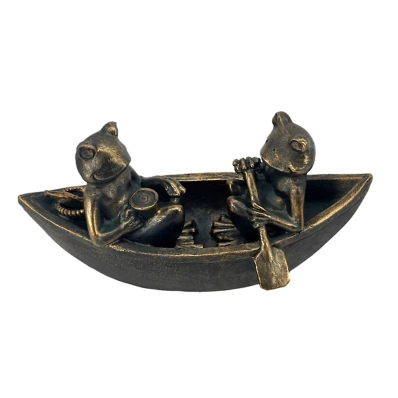 Bronze Rowing Frogs Garden Statue