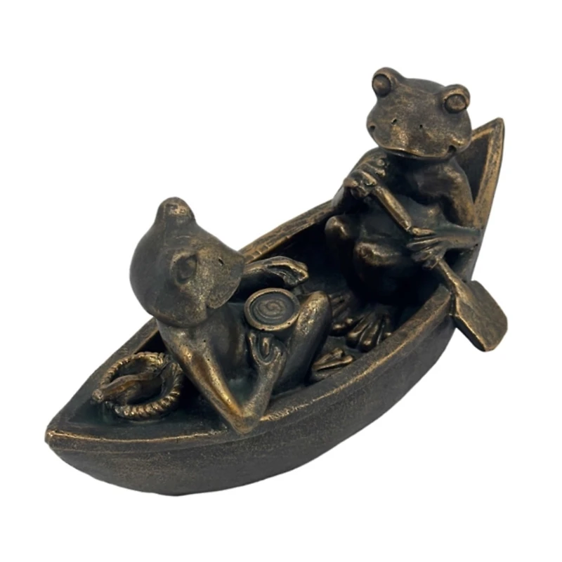 Bronze Rowing Frogs Garden Statue