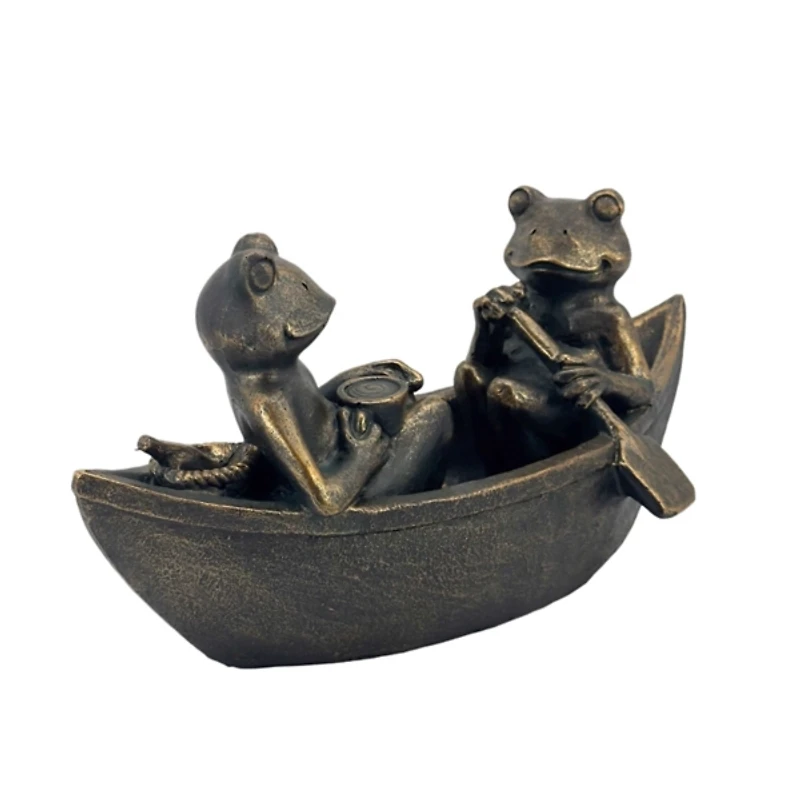 Bronze Rowing Frogs Garden Statue