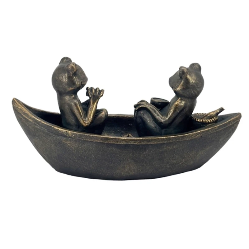 Bronze Rowing Frogs Garden Statue