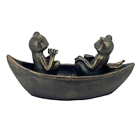 Bronze Rowing Frogs Garden Statue