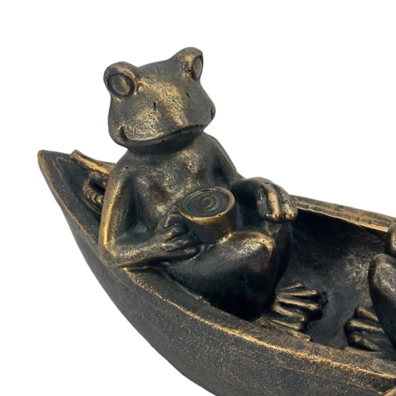 Bronze Rowing Frogs Garden Statue