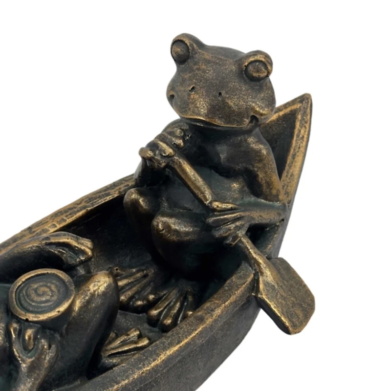Bronze Rowing Frogs Garden Statue