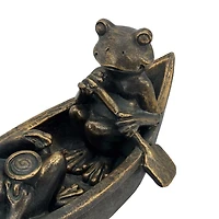 Bronze Rowing Frogs Garden Statue
