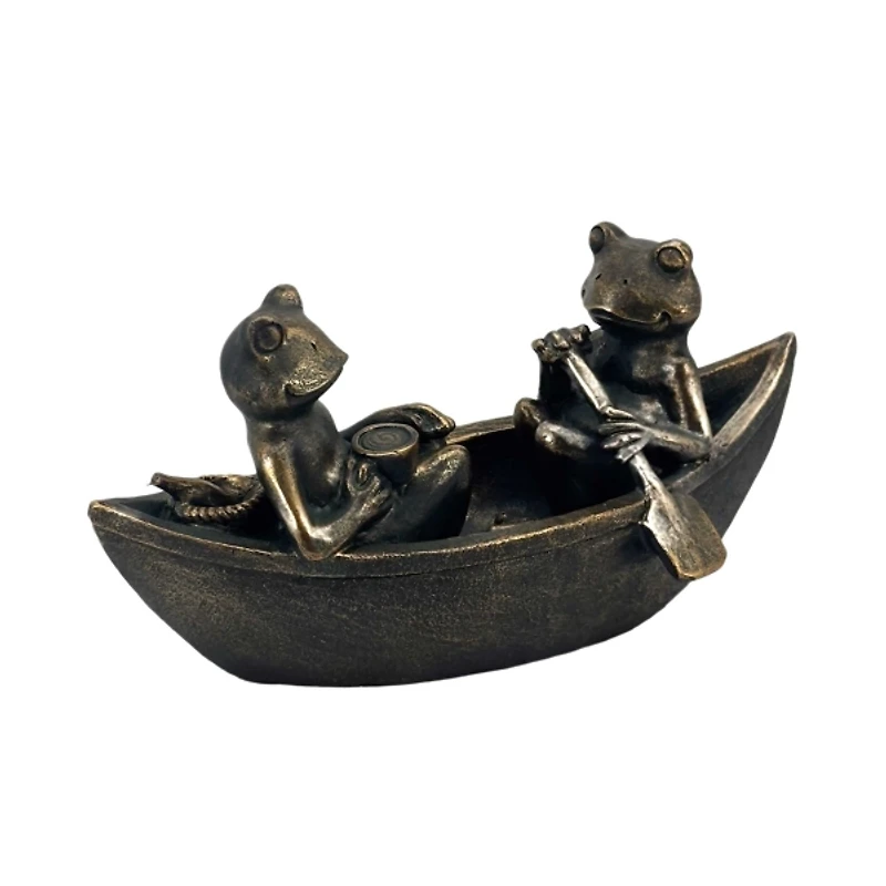 Bronze Rowing Frogs Garden Statue