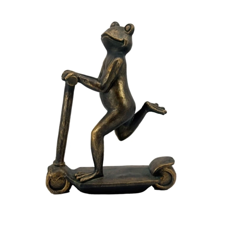 Bronze Frog on a Scooter Garden Statue