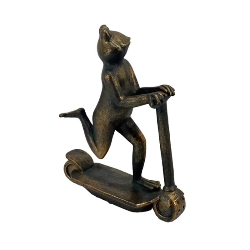Bronze Frog on a Scooter Garden Statue