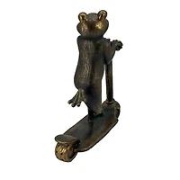 Bronze Frog on a Scooter Garden Statue