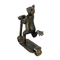 Bronze Frog on a Scooter Garden Statue