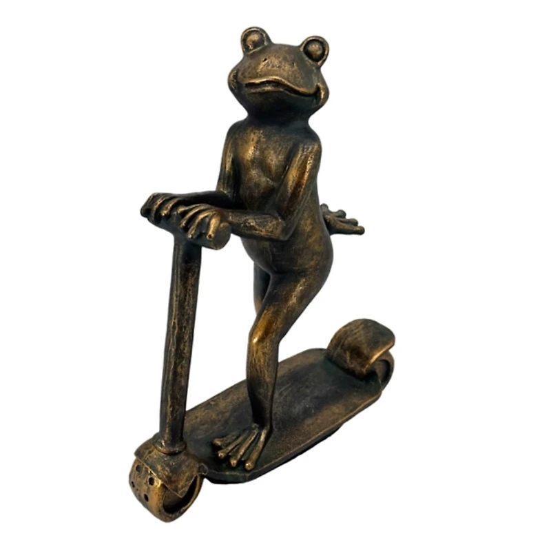 Bronze Frog on a Scooter Garden Statue