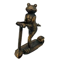 Bronze Frog on a Scooter Garden Statue