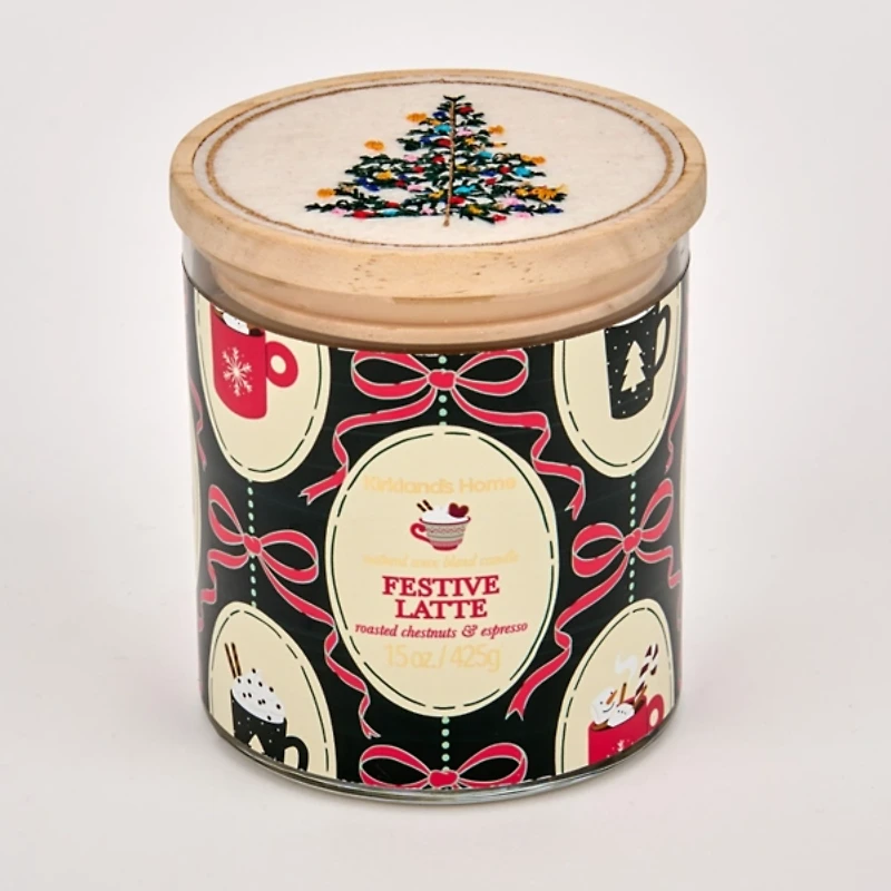Festive Latte Embroidered 2-Wick Jar Candle