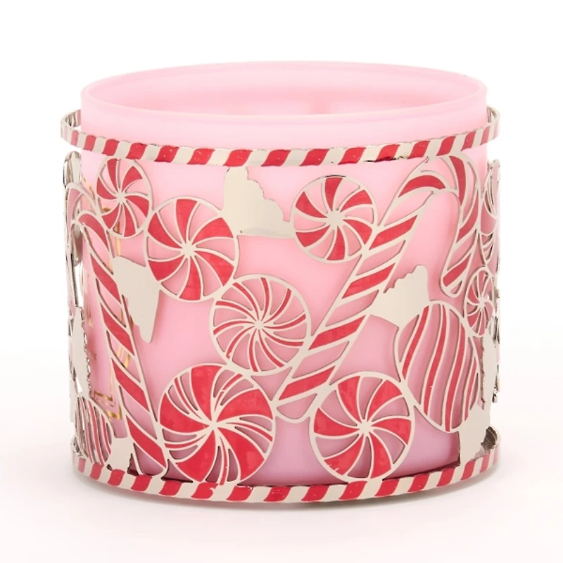 Silver Candy Canes 3-Wick Jar Candle Holder