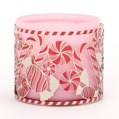 Silver Candy Canes 3-Wick Jar Candle Holder