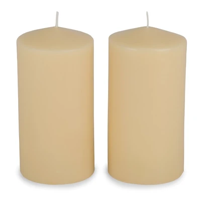 3x6 Ivory Unscented Pillar Candles, Set of 2