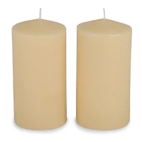 3x6 Ivory Unscented Pillar Candles, Set of 2
